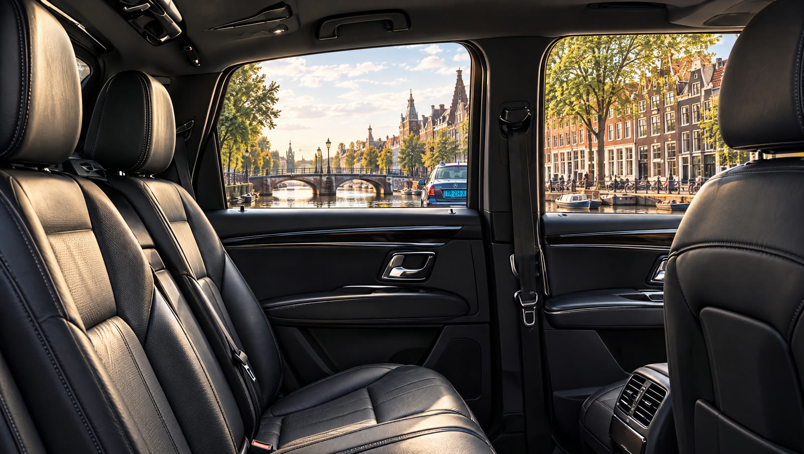 Comfortabel interieur met uitzicht op Amsterdam